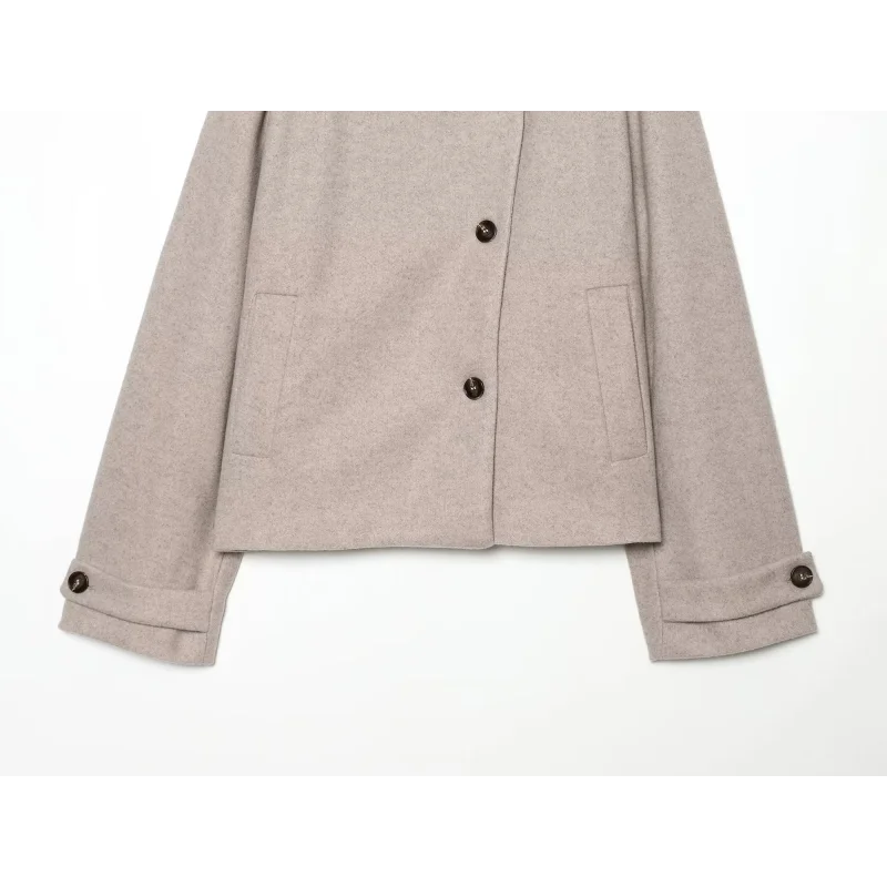 2026 Herbst Winter Neuankunft Damen Einfarbiger Mantel Langarm Stehkragen Oberbekleidung Täglicher Chic Damen Modejacke – Detail 26