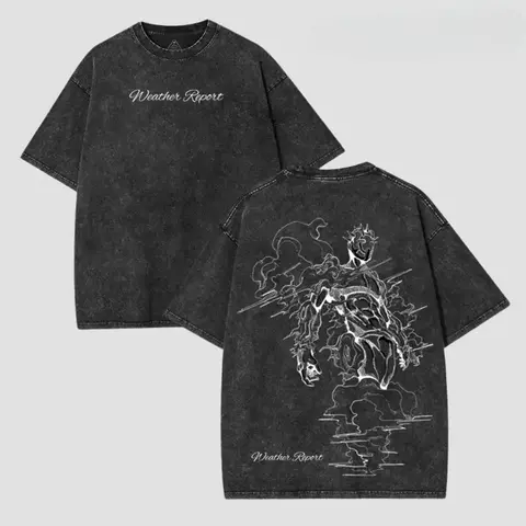 Weather Report JoJo's Bizarre Adventure Clothing Men Manga T-shirts Vintage Washed T Shirt Casual Cotton Tee Harajuku Tshirt