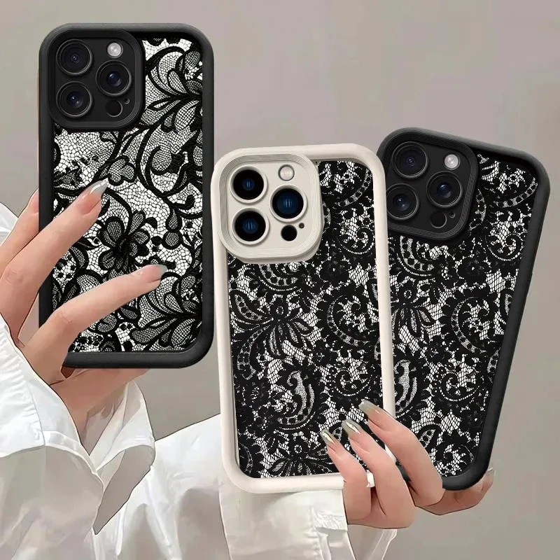 Coque arrière en dentelle noire, étui pour Samsung Galaxy S25 FE S24 S23 S22 S21 S26 Plus Note 20 Ultra 5G S25 Plus S24 Ultra rétro