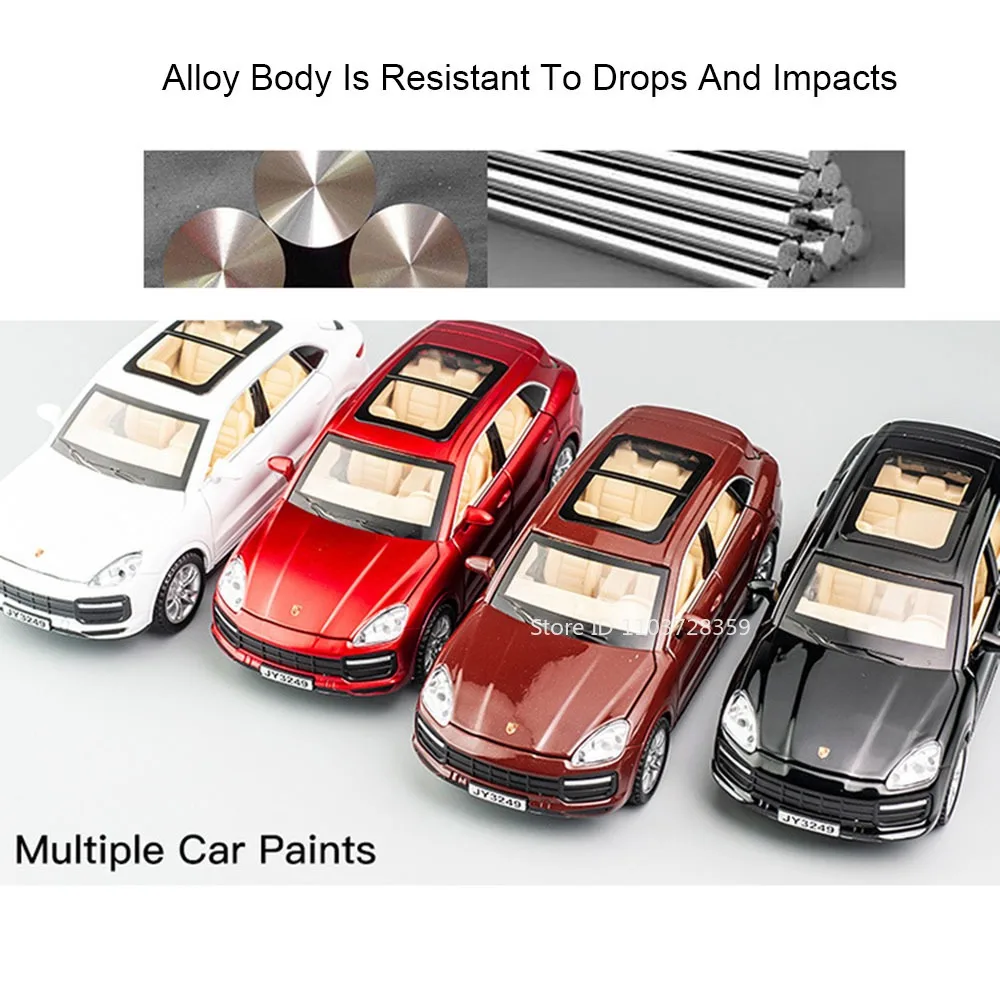 1:32 Cayenne Panamera modelos de coches de juguete en miniatura aleación Diecast sonido luz puertas abiertas tirar hacia atrás ornamento vehículos para niños regalos