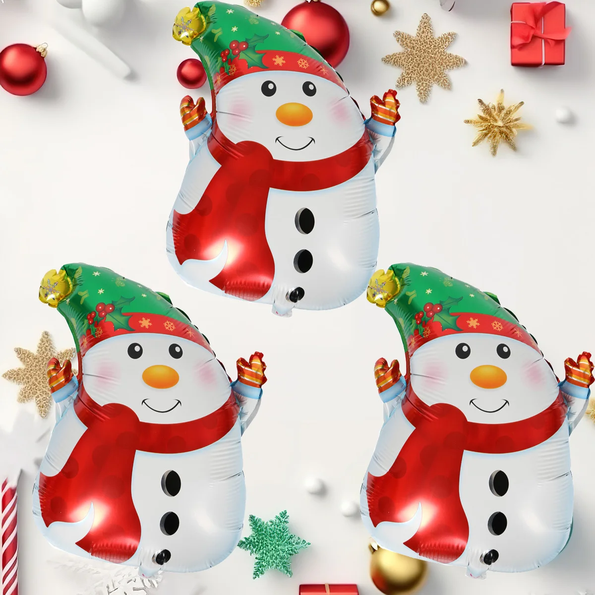 3 Stück Schneemann-Form-Folienballons, Weihnachtsdekoration für Zuhause, Partyzubehör