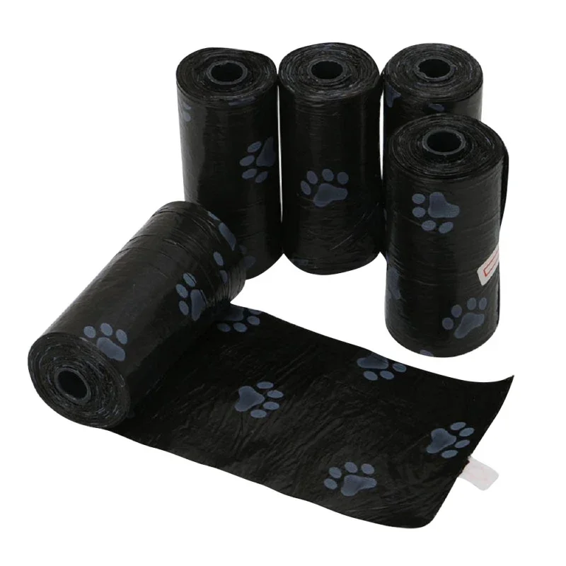 5Rolls Basics Standard Dog Poop Bags Unscented Leak-Proof with Paw Print Easy Tear Disposable Dog Waste Bags for indoor outdoor