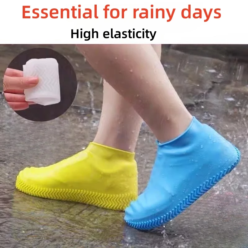 Women Men Waterproof Silicone Rain Shoes Cover Anti-Slip Rain Boots Cover Reusable Elastic Wear-Resistant Rain Cover For Shoes