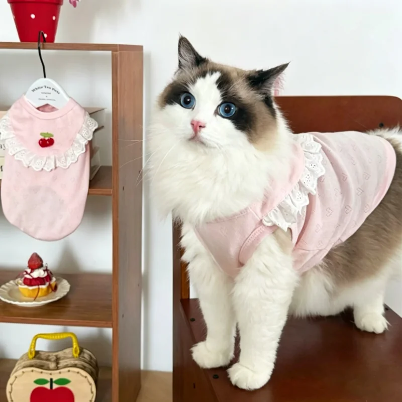 Chaleco perro cereza algodón verano – ropa suave y dulce para mascota - imagen 2