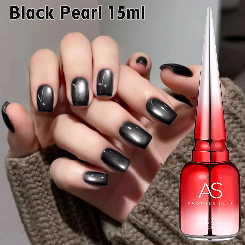 

15ml AS Japanese Style Magnetic Gel Nail Polish Black Pearl Gold Cat Effect Manicure Varnish Semi-Permanent for Nail Salon