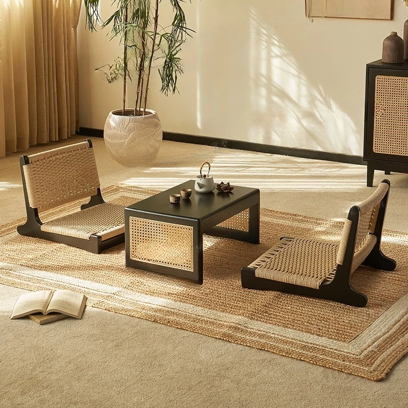 Japanese tea chairs, rattan tatami seats and room chairs, bay windows, legless chairs, balcony low chairs