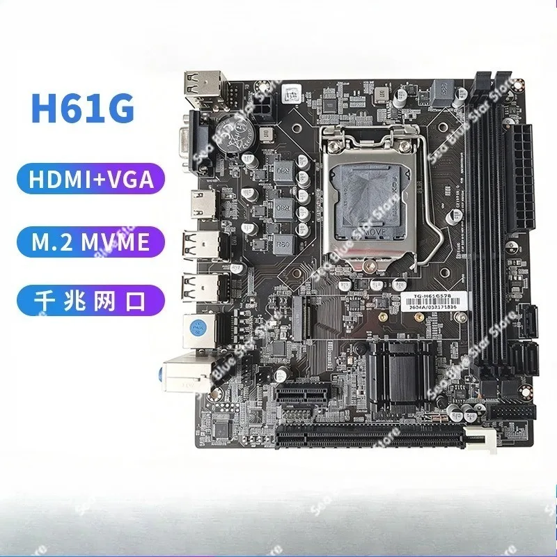 Nueva placa base H61 LGA1155 con memoria DDR3 para computadora de escritorio, compatible con procesadores I3, I5, I7 de segunda y tercera generación, con HDMI de alta definición.