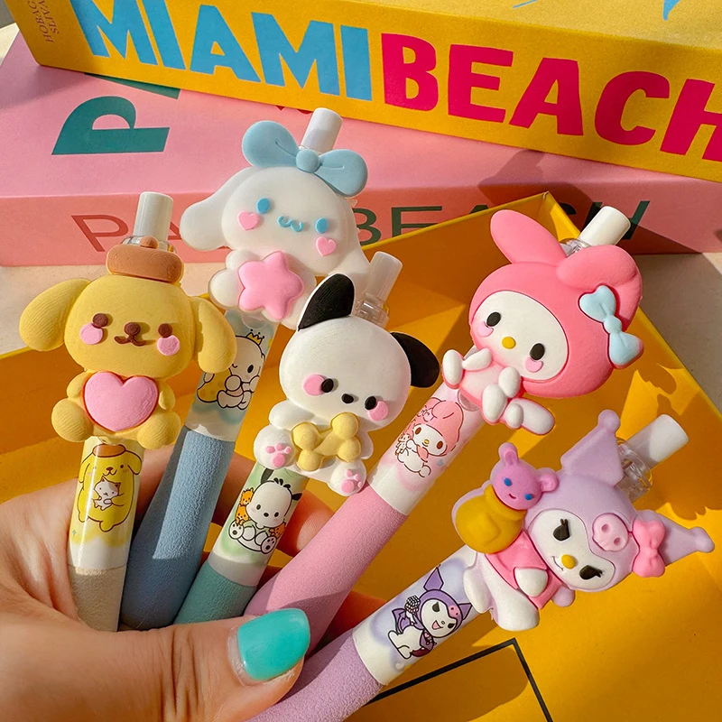 1pc Sanrio Hello Kitty Kuromi Decompression Gel Pen Cartoon Pen Cinnamoroll Anime Quick-drying Black Student Stationery