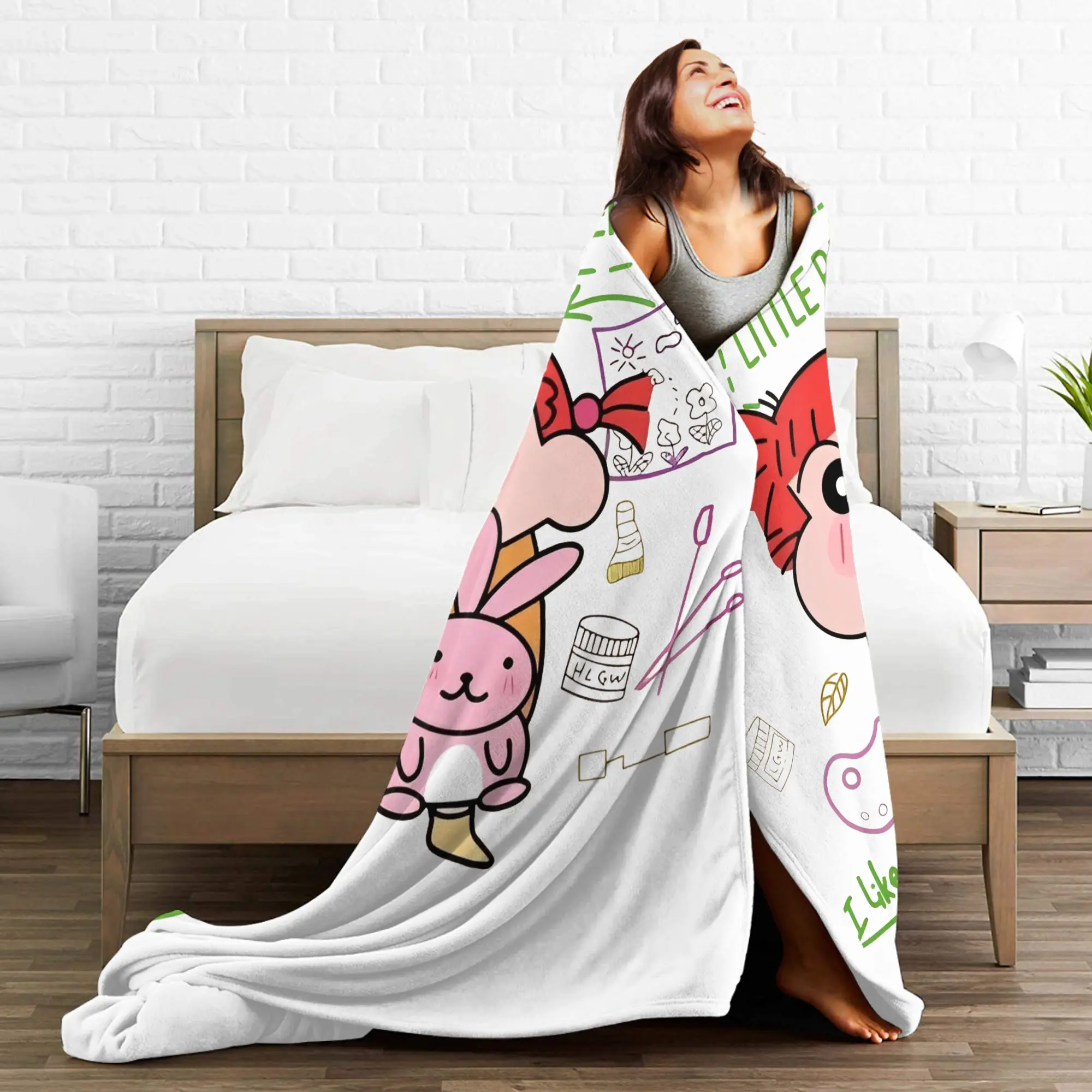 تلوين شين تشان بطانية الفانيلا ساكورادا نيني خفيفة الوزن رقيقة رمي بطانية لسيارة أريكة الأريكة المفرش #1