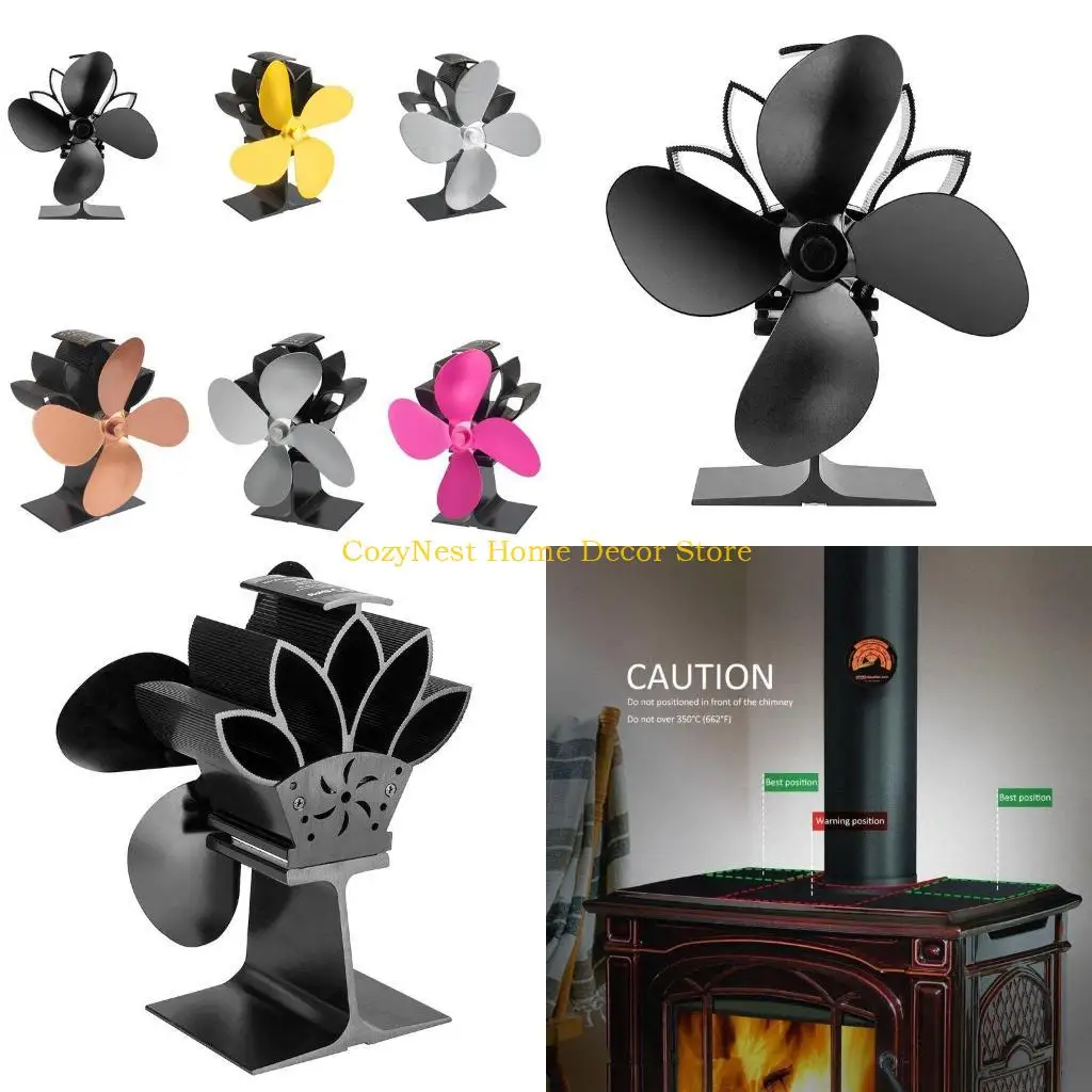 

92MF 4 лезвия тепловая плита камин вентилятор алюминий тихий тихий экологически чистый