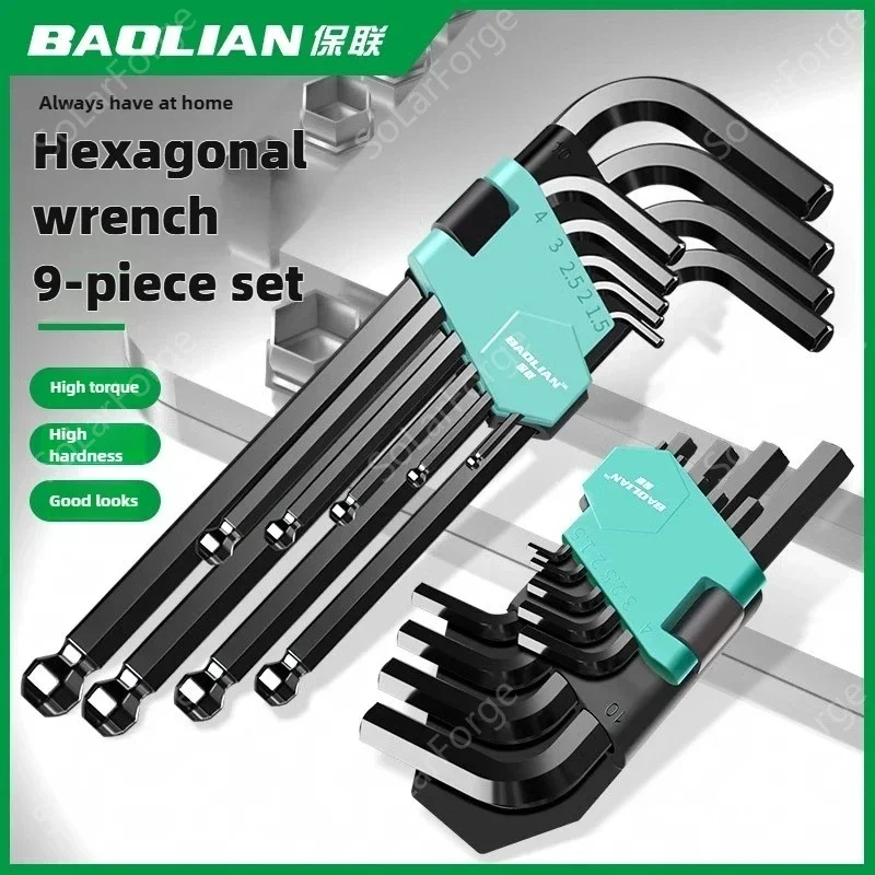 9Pcs Hex Wrench Set Allen Wrench Tool Square Wrench Torx Inner Hexagonal Long Ball End L Key With T-handle for Motocycle Repair