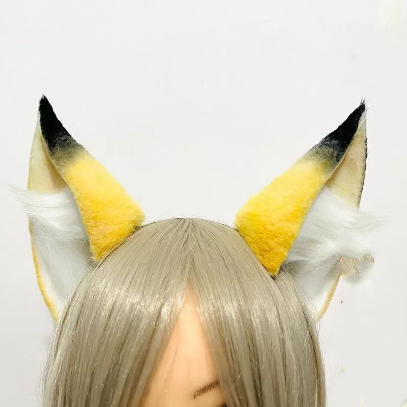 Hand Made Fox Ear Hair Hoop Black Brown Fox Ear KC Simulation Animal Tail Wolf Ear Cat Ear Fox Ear Hair Hoop Custom Cosplay