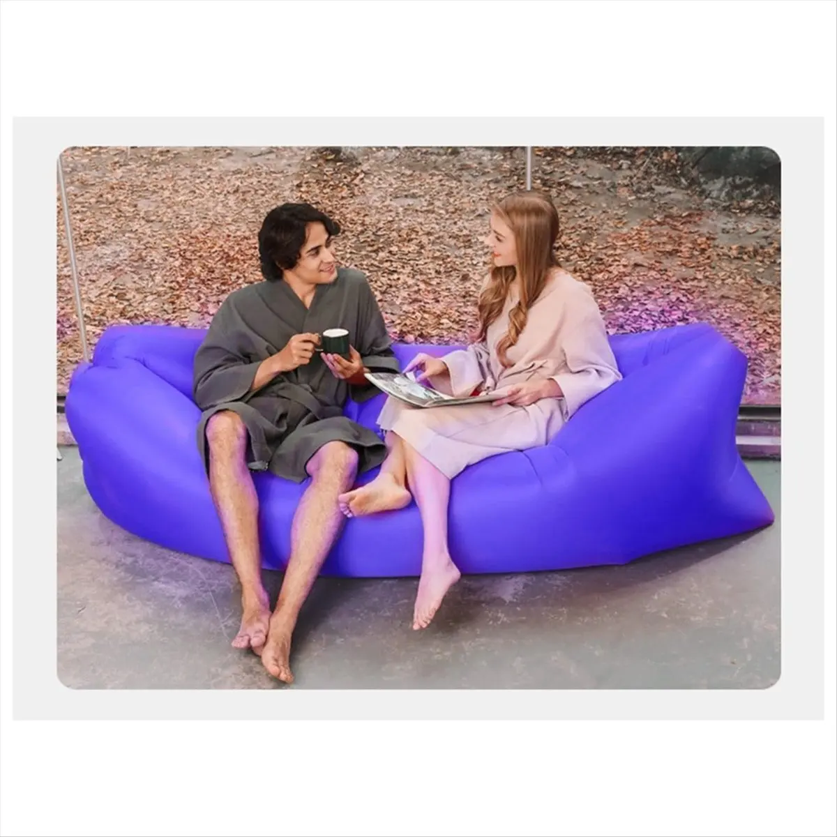 Inflatable Sofa - Easy to Install, Portable, Waterproof and Leak-Proof Design, Ideal Sofa for Backyard Beach -Blue &LICG