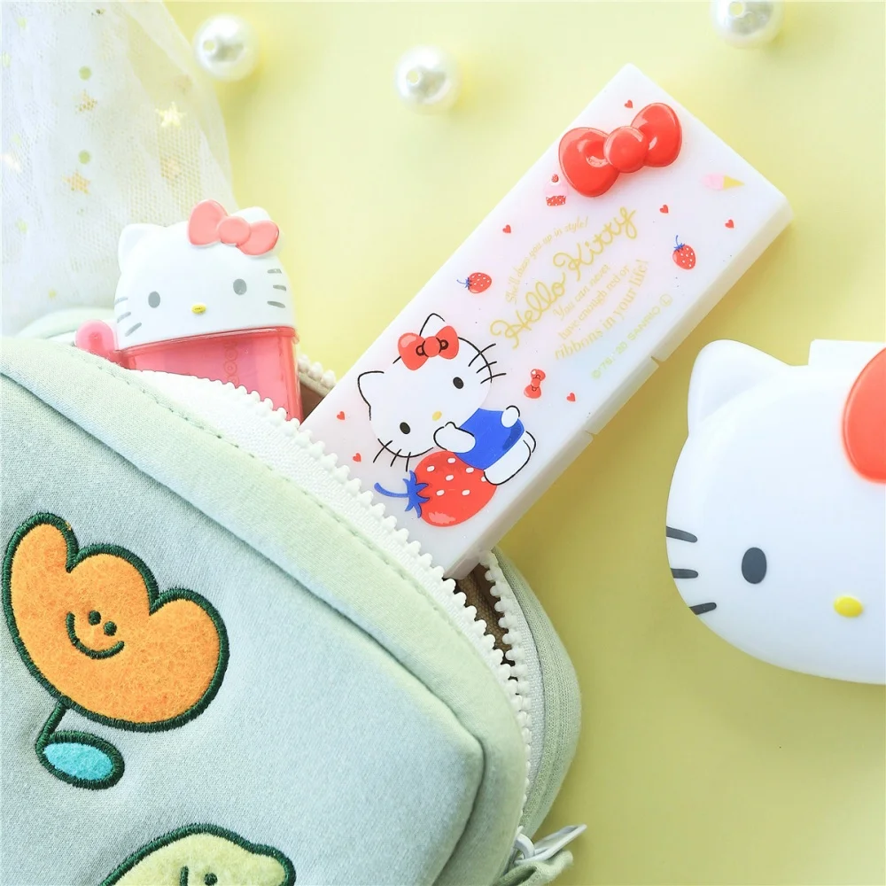 Genuine Hello Kitty Storage Box Sanrio Kt Cat Melody Mini Portable Cotton Swabs Hair Clip Dental Floss Organzier Boxes Girl Gift view 3