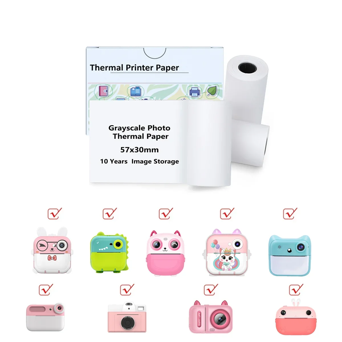 Mini Printer Thermal Papers Grayscale Photo Thermal Paper For Instant Camera Refill Print Paper Mini printer Camera Accessories