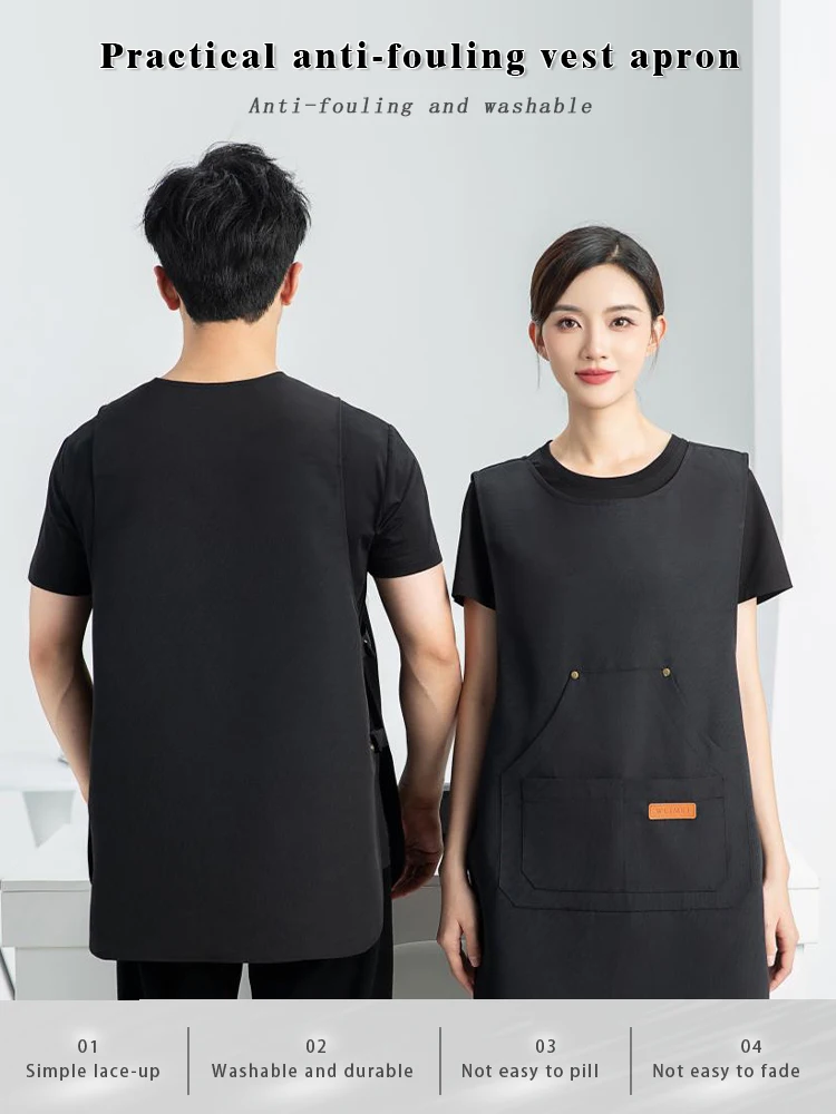 

Heavy Duty Canvas Sleeveless Vest Apron - Professional Waist Length Design for Coffee Shop Restaurant Hotel & Bistro Staff