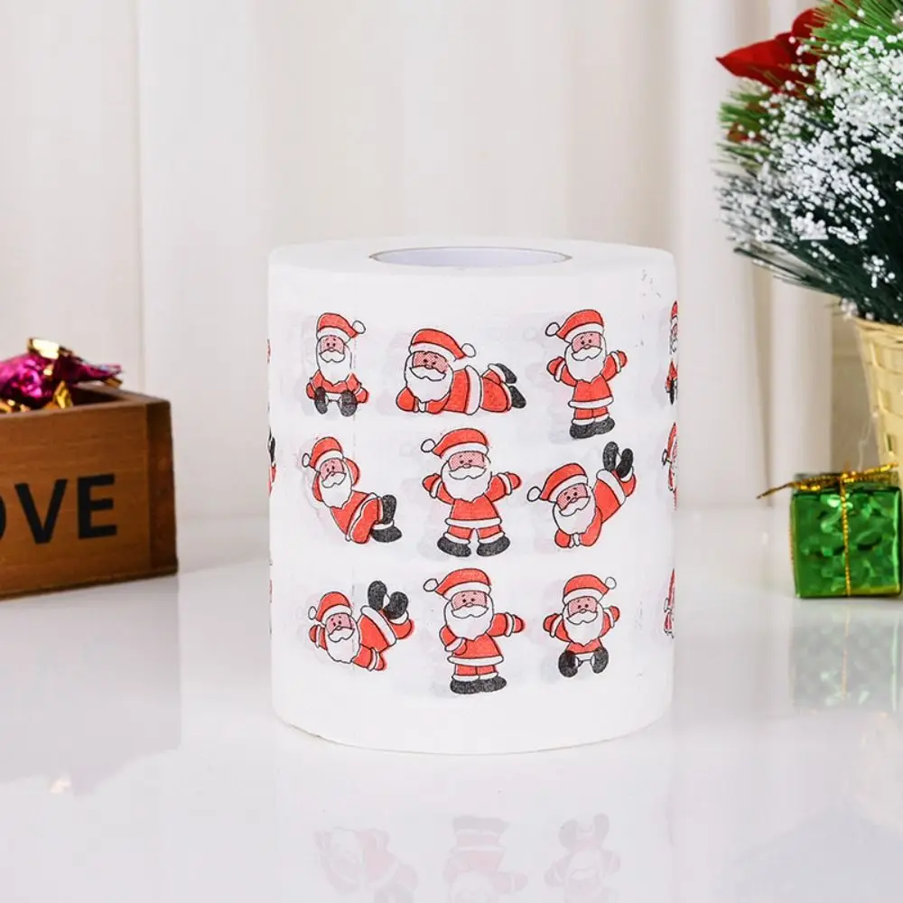 10*10cm Christmas Toilet Paper Santa Claus Printed Christmas Themed Pattern Decor Tissue Roll Napkin Christmas Paper Towels