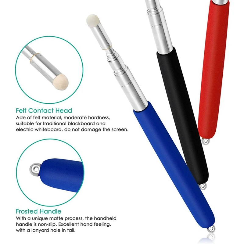 3 Pack Telescopic ครูตัวชี้ Retractable Handheld Presenter ขยายห้องเรียนไวท์บอร์ดตัวชี้ Lanyard