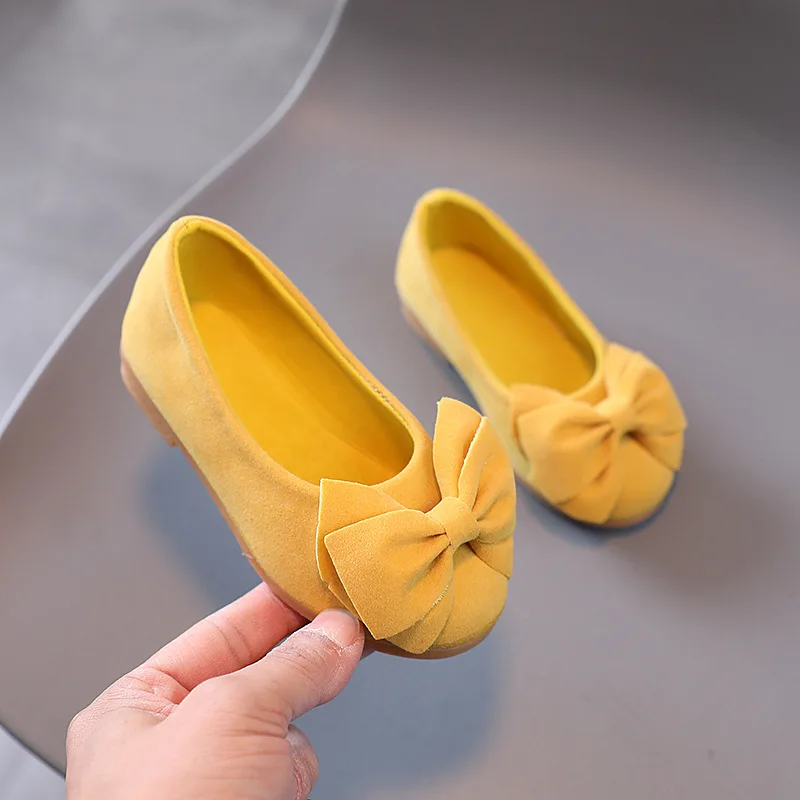 Kids Flats Spring Autumn Suede Breathable Girls Shoes Slip on Ballet Dance Shoes Fashion Bow Casual Shoes Chaussure Enfant Fille