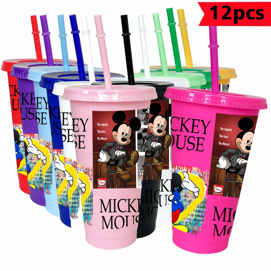 

12 шт./упак. Дисней, Микки Маус, Дональд Дак, 26 унций, красочный пластиковый стакан, посуда для питья на день рождения, чашка для кофе сока