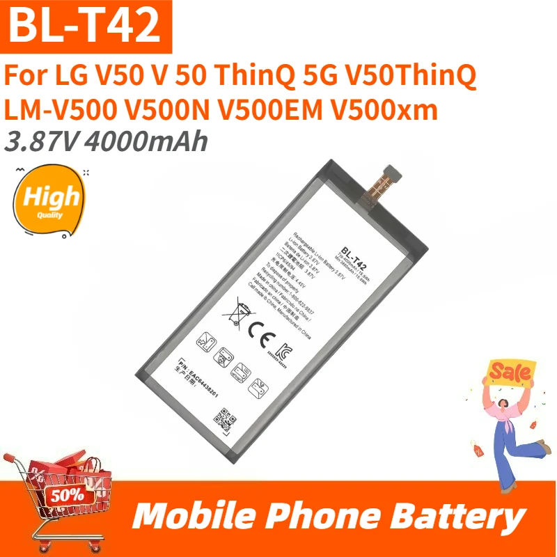 

High Quality BL-T42 Replacement Phone Battery 3.87V 4000mAh For LG V50 ThinQ V50S G8X LM-V500 V500xm V500N V500EM Brand New