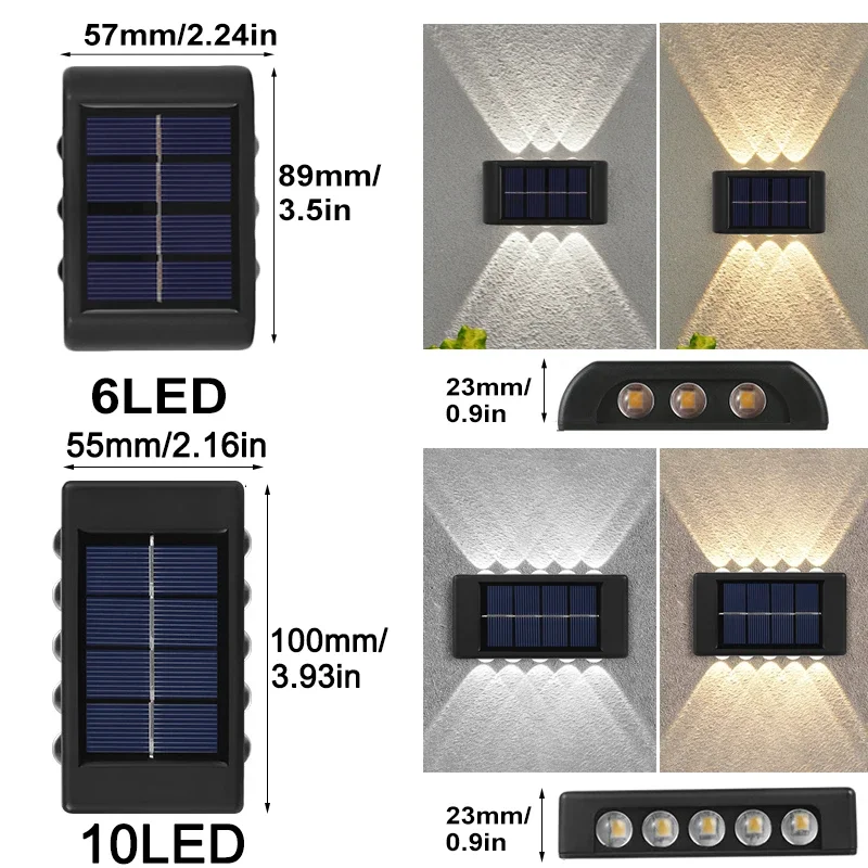 10LED Solar Wall Lights Outdoor Waterproof Security LED Lighting For Garden Yard Fence Decor Lamps