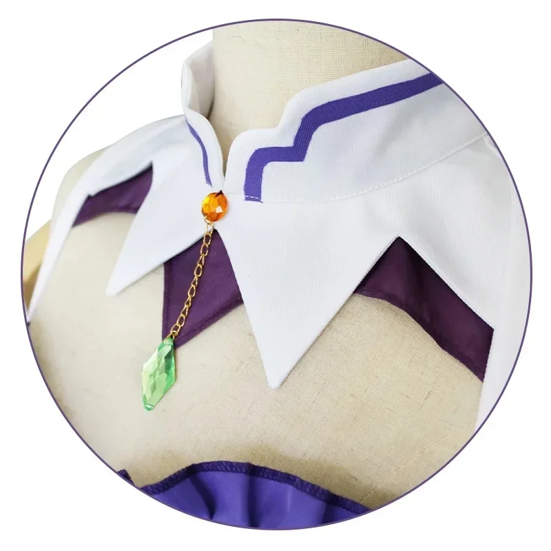 Costume de cosplay Emilia de Re Zero Kara Hajimeru Isekai Seikatsu, ensemble complet de vêtements pour femmes, avec coiffe, pour fête d'Halloween, anime