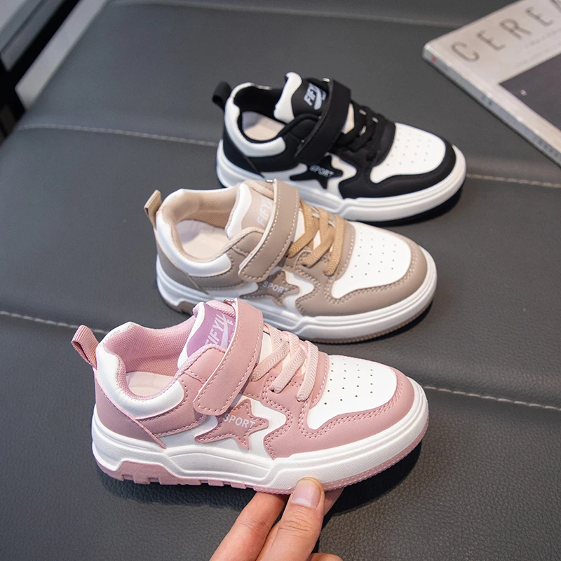 Sepatu kets kulit untuk anak-anak, sepatu Sneakers olahraga tahan air antiselip, sepatu anak-anak kecil balita 26-37