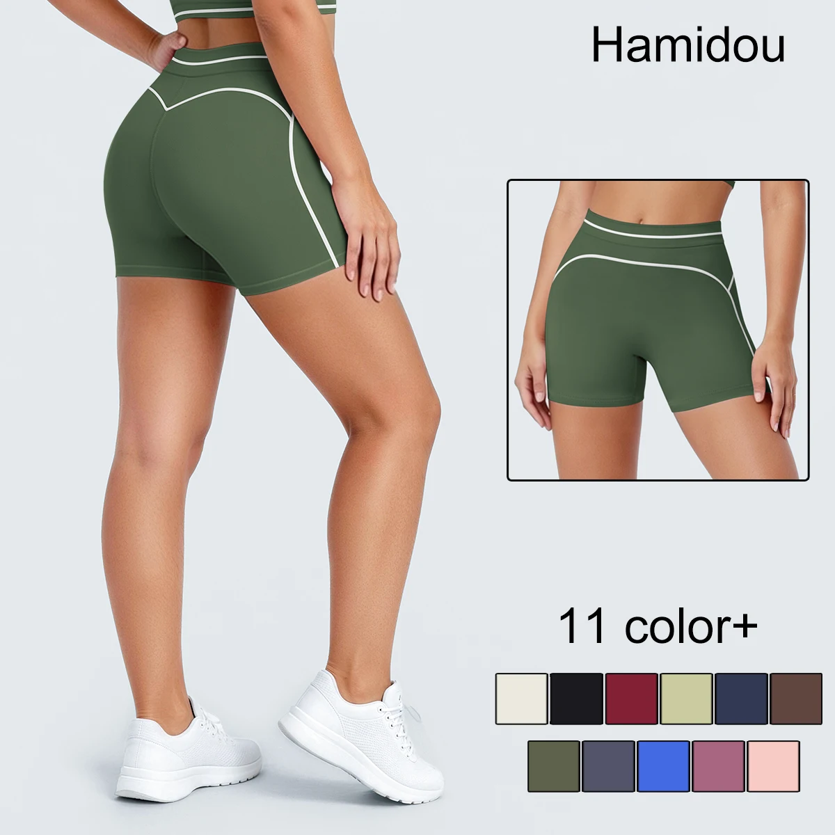 High Waist Stripe Summer Woman Yoga Shorts Color Blocking Breathable Hip-lifting Fitness Shorts Quick-Dry Fashion Women's Shorts
