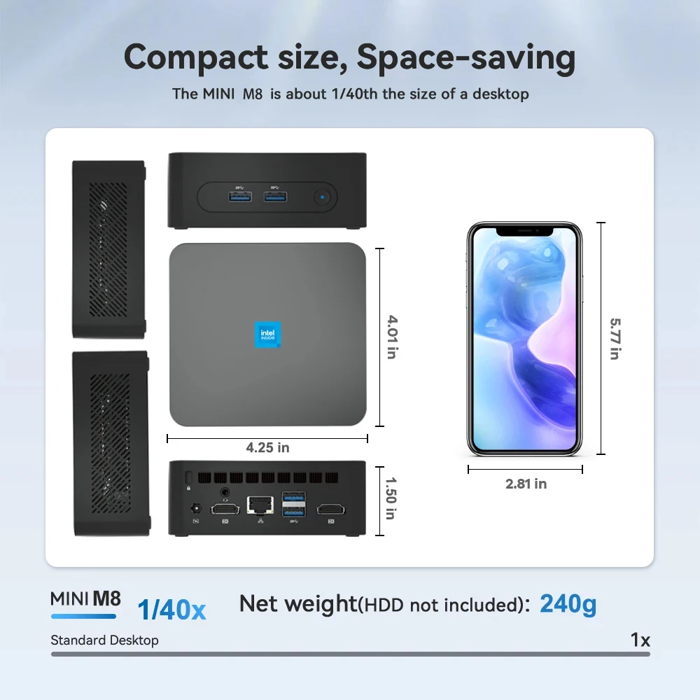 Imagem -04 - Mini Computador pc Morefine m9 Pro Intel Core i7 13620h i5 1340p N100 Nvme Pokect Wi-fi Windows 11 m8 N100 2.5g Rj45