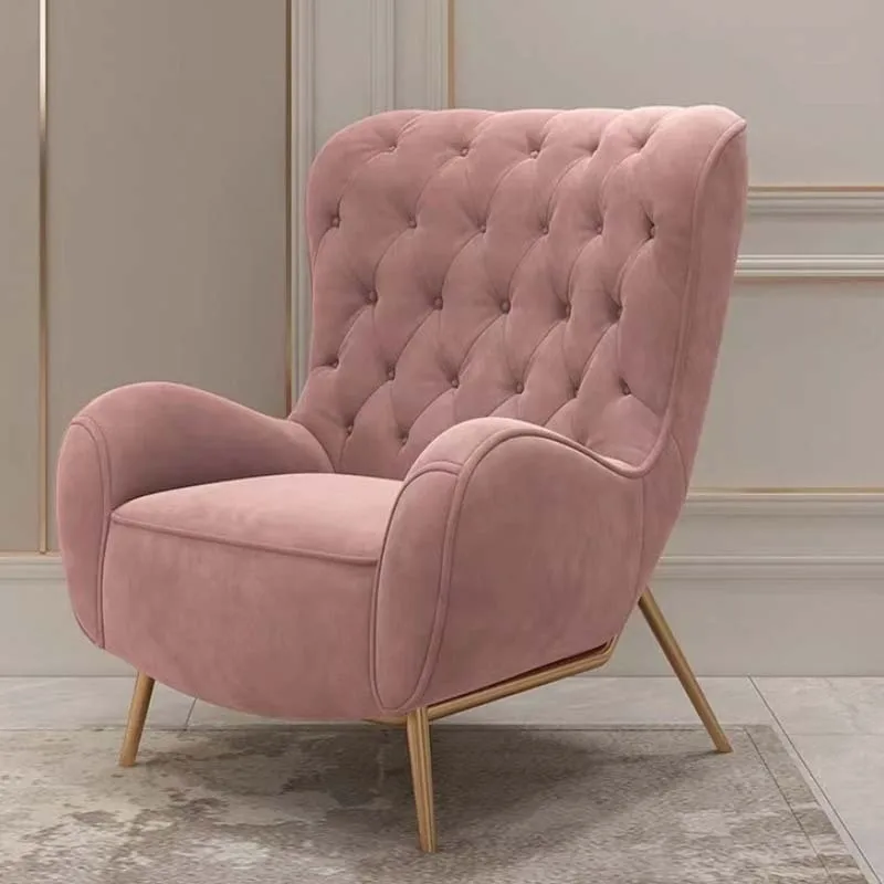 Light luxury tiger chair American fabric sofa single chair living room Internet celebrity princess high back view 4