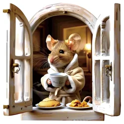Cartoon 3D Stickers Drinking Coffee Mouse Sticker Kawaii Toilet Stickers Waterproof Bathroom Decor Vinyl Decals Home Decoration