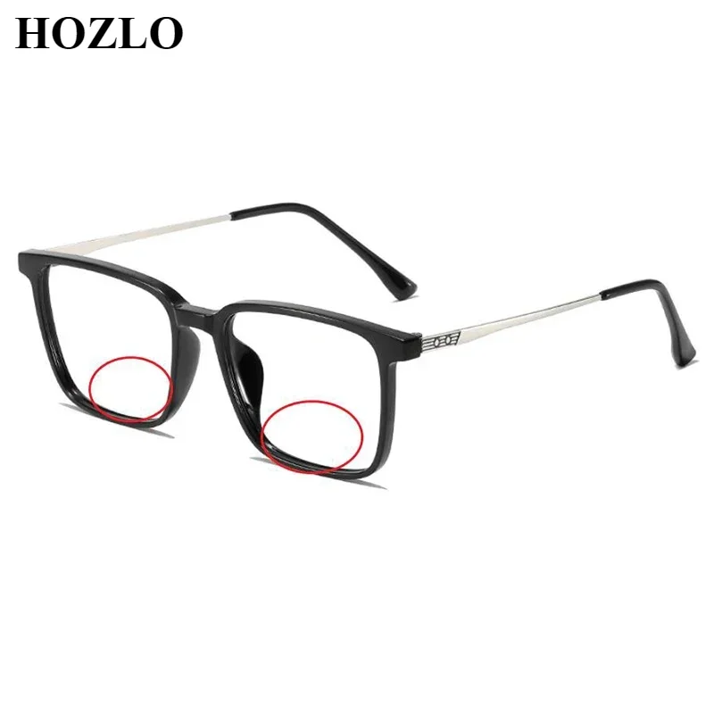 

Men Business TR90+Metal Anti Blue Ray Bifocal Reading Glasses Magnifier Square Male Presbyopia Hyperopia Spectacle Look Near Far