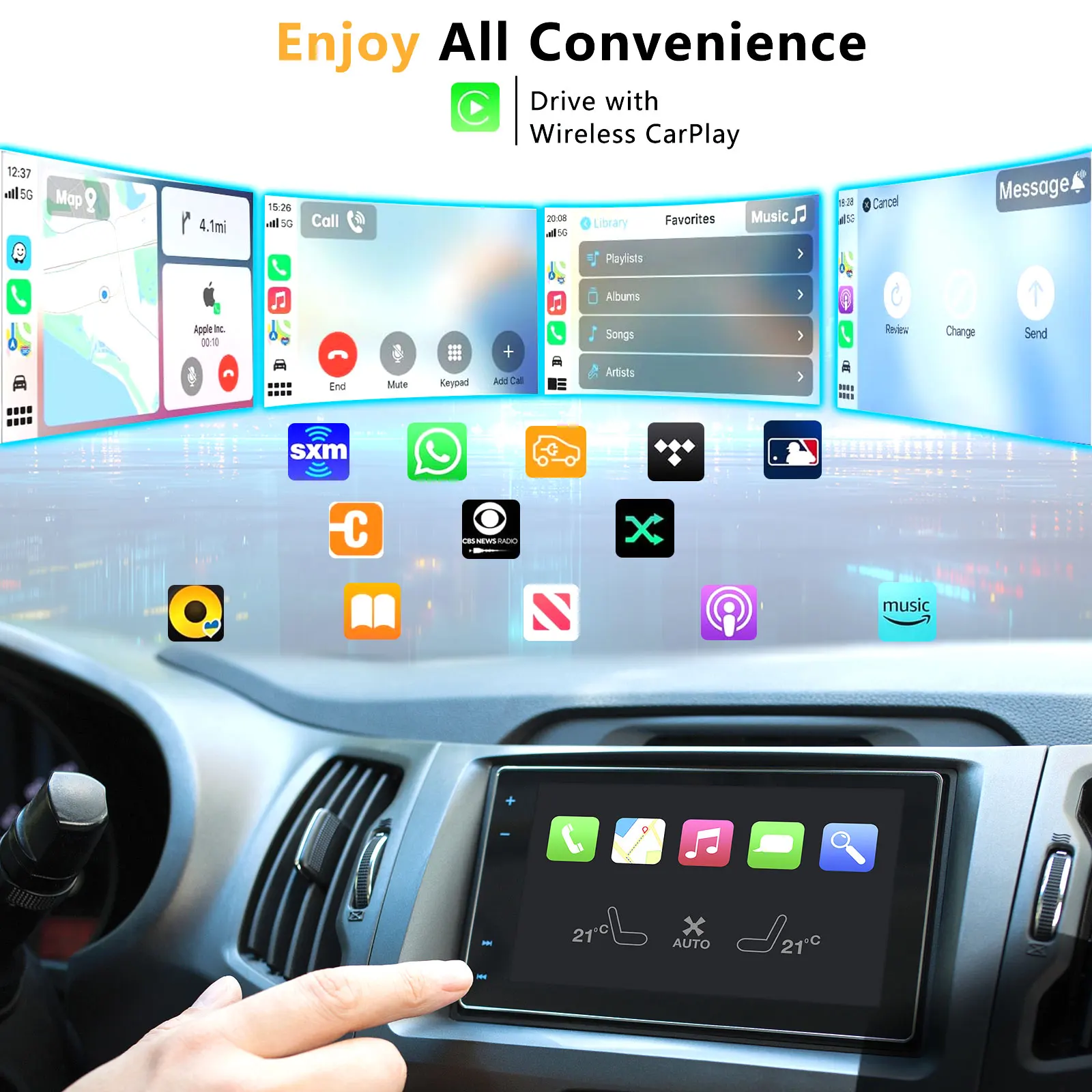 Unitedtime-Adaptateur CarPlay sans fil, Abrts Factory Wired, Plug and Play, Compatible avec iPhone Plug Play