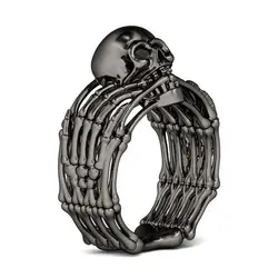 2024 New Ring Fashion Gothic Accessories Punk High Style Retro Plated Black Gold Skull Gold Jewelry Ring