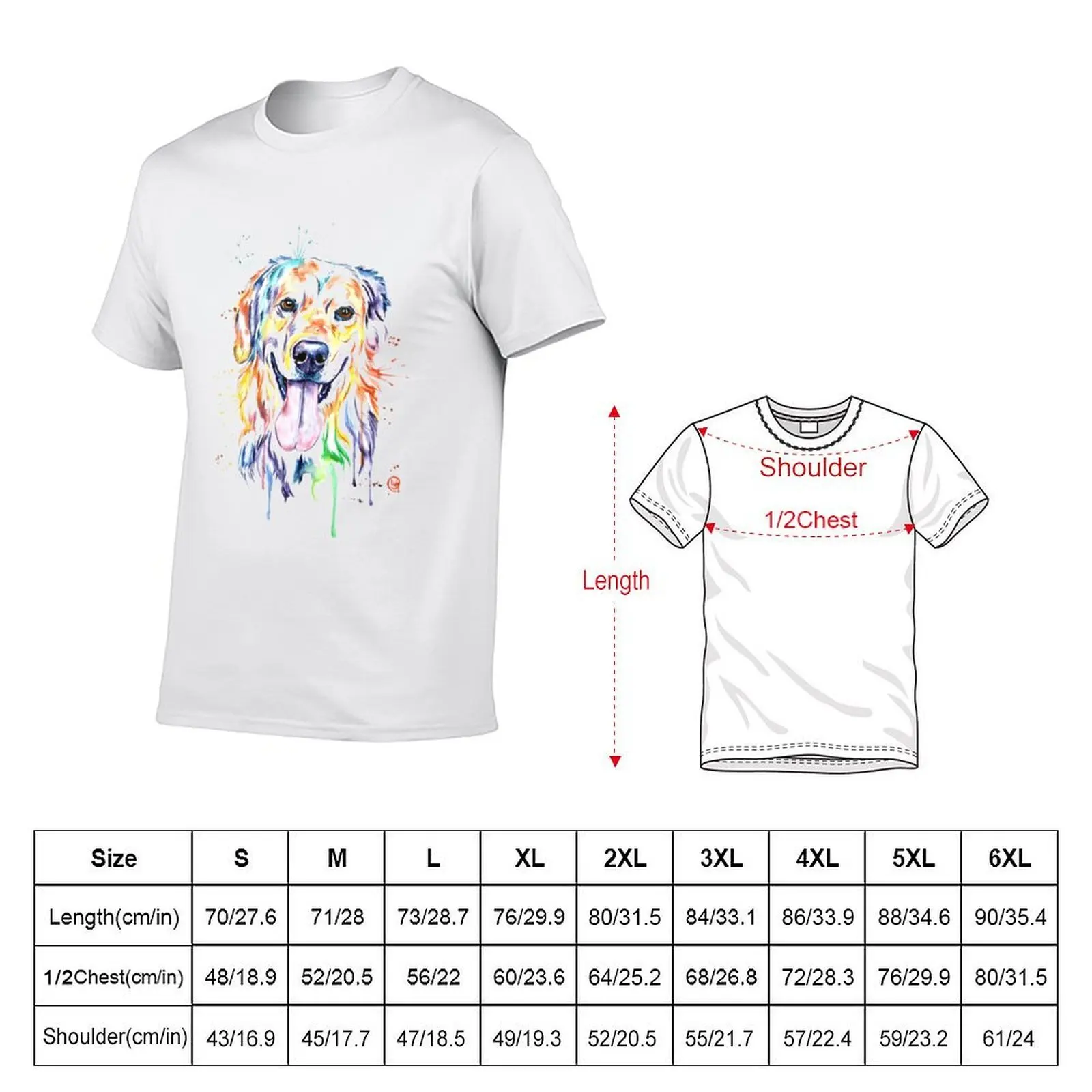 Golden Retriever Colourful Painting T-Shirt shirts graphic summer top men t shirts