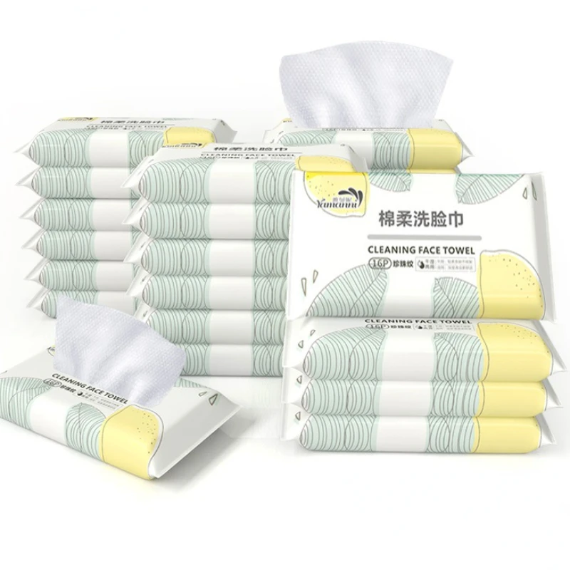 16pcs/bag Face Towel Travel Cotton Makeup Wipes Disposable Facial Cleansing Travel Towel Cotton Pads Soft Face Cleansing Tissue