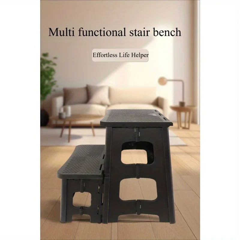 Household folding stool, household plastic climbing ladder, high and low step folding stool, high and low step stool image 3