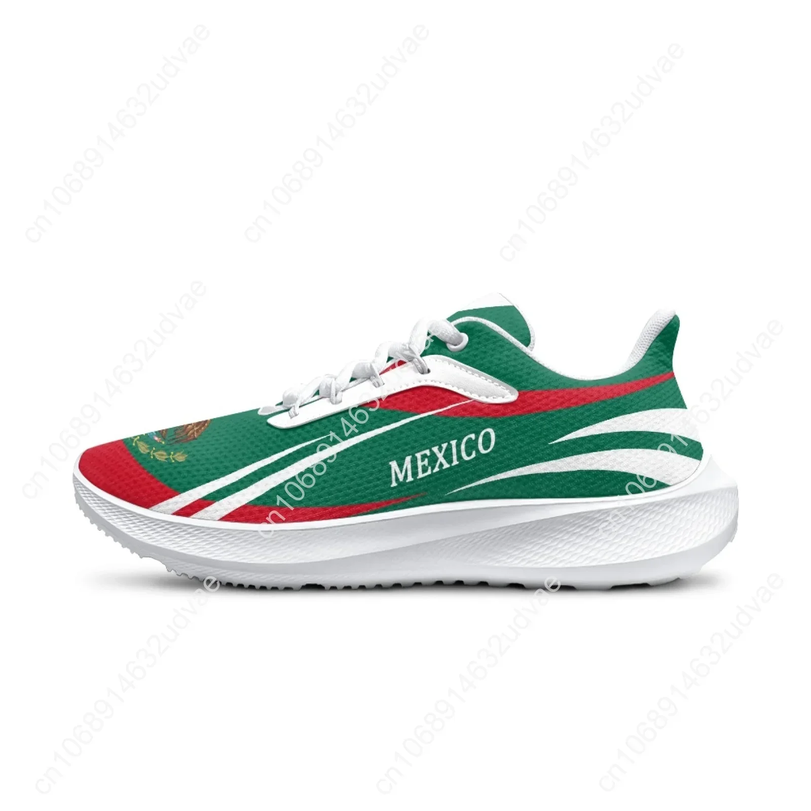 New Green Sneakers Women's Mexico Flag Lightweight Outdoor Sneakers Lace-up Casual Shoes Zapatos Mujer Planos