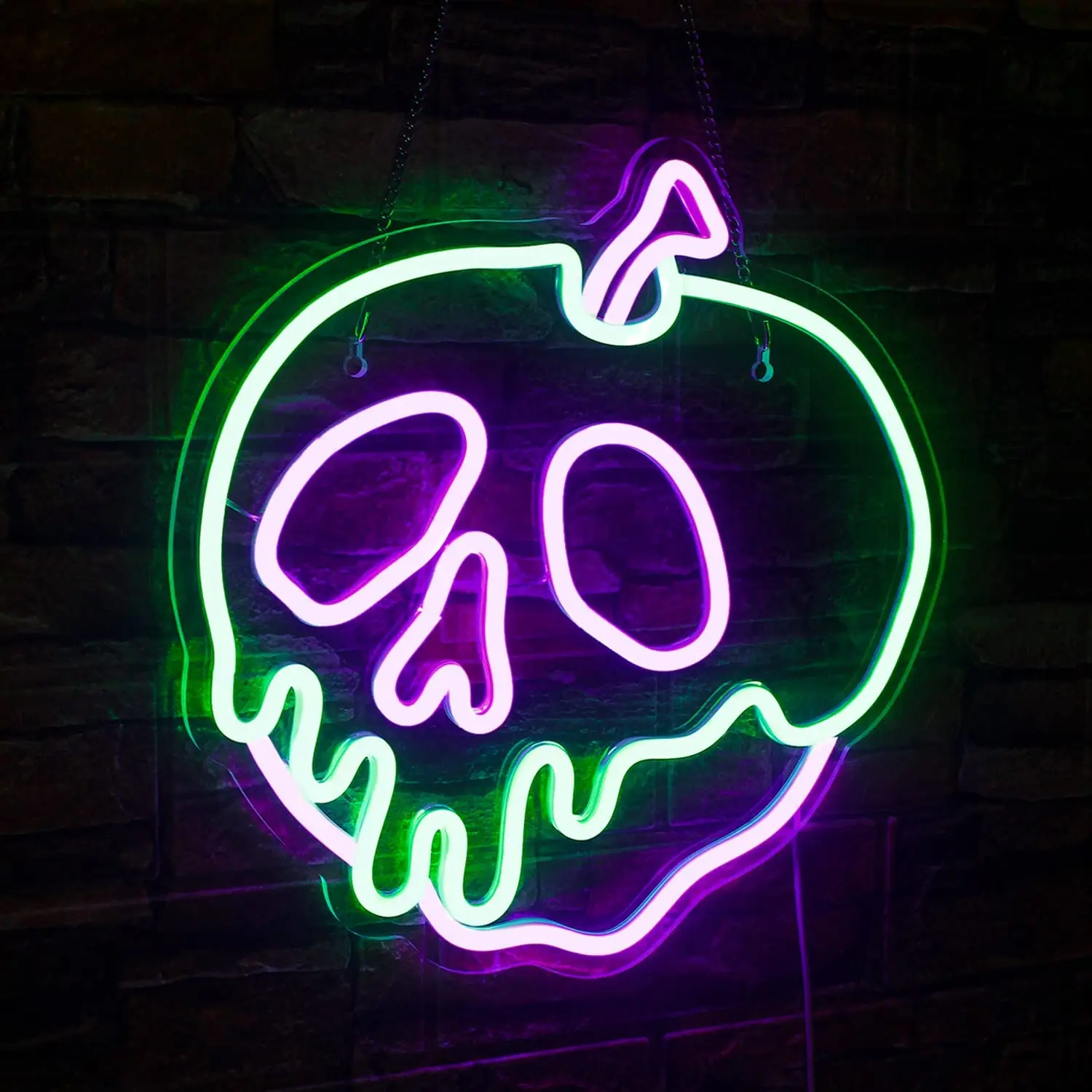 Neon LED Skull para Halloween, Vestir Decoração, Sala de jogos, Bar, Decoração de Natal e Aniversário