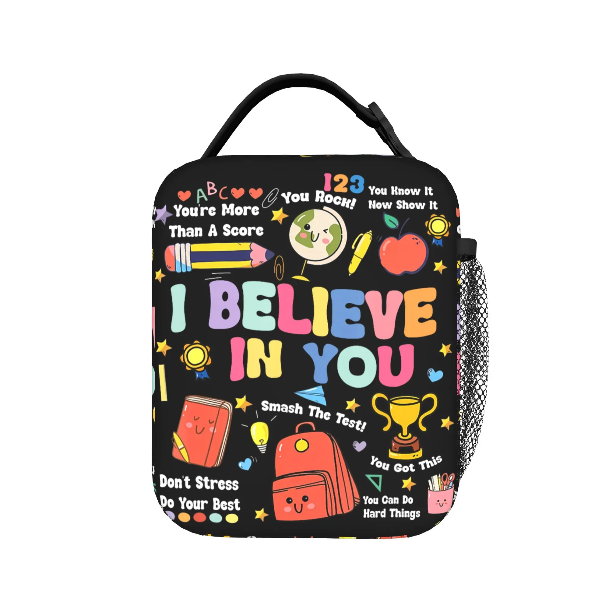 Groovy Test Day Teacher I Believe in You Shirt Testing Day Lunch Bag For Girls  Lunch Box Fashion Insulated Thermal Lunch Bags