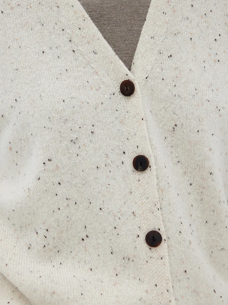 7-Pin Consinee color point 100% pure cashmere cardigan, lazy V-neck knitted top with sweater jacket for women