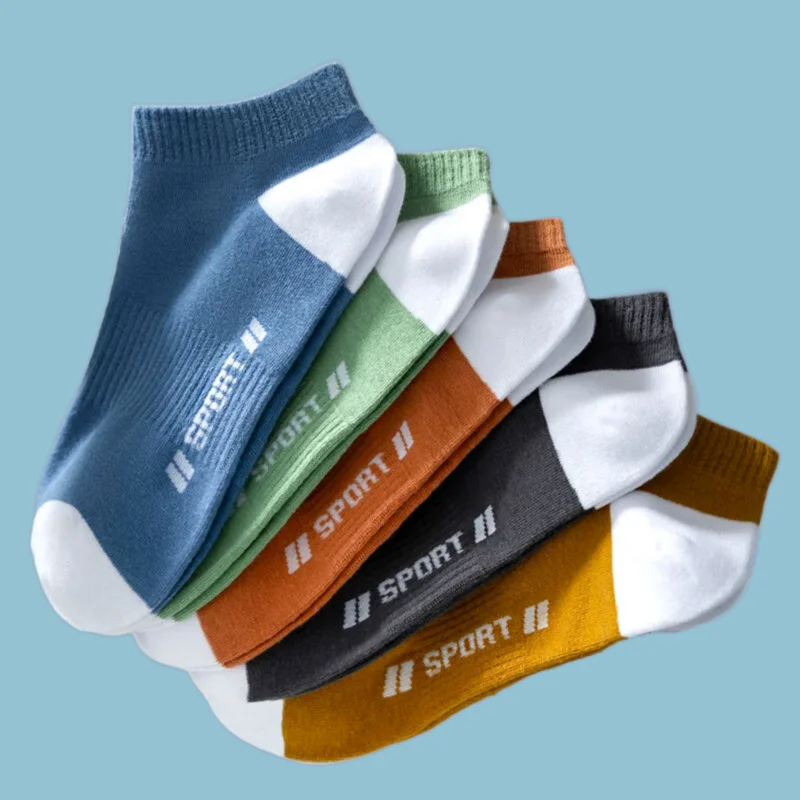 

5/10/20 Pairs Sweat-absorbing Boat Socks Ins New Fashion Breathable Casual Short Socks New High Quality Thin Men's Sports Socks