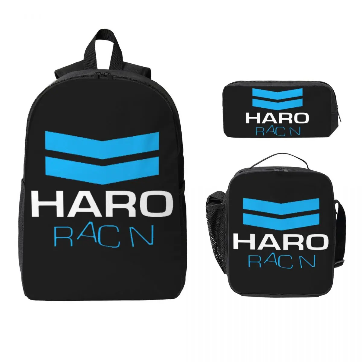 Haro Racn Bluewhite- Old School Bmx Backpack Student BookBag School Bag Laptop Shoulder Bags 3ps Insulated Lunch Bag Pencil Case