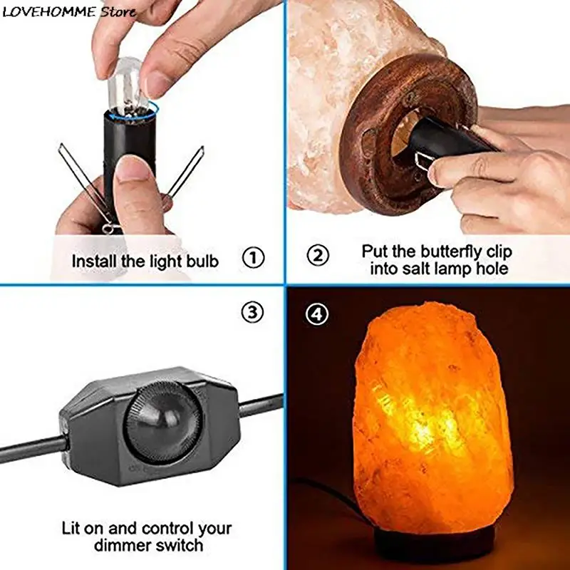 For Salt Rock Lava Lamp 1.5M Power Cord Cable With Dimmer ON OFF Switch Metal Clip E14 Base Hanglamp Holder Socket Plug