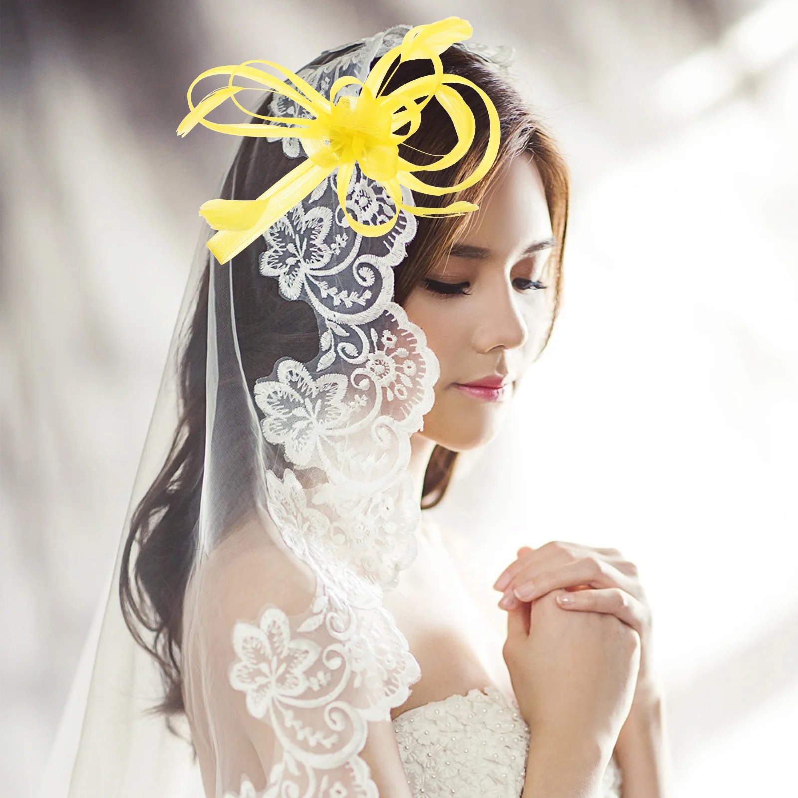 

Elegant Wedding Hair Clip Mesh Bridal Fascinator Pin Hairband for Bridal Shower Banquet Special Occasion