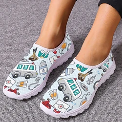 INSTANTARTS Trendy Ambulance Medical Box Printing Lightweight Breathable Summer Shoes Soft Sole Nurse Shoes Walking Shoes