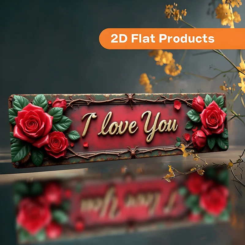 Vintage I Love You Aluminum Wall Art 3.94x15.75in Waterproof Durable Metal Sign for Home Living Room Cafe  Garage Study Decor