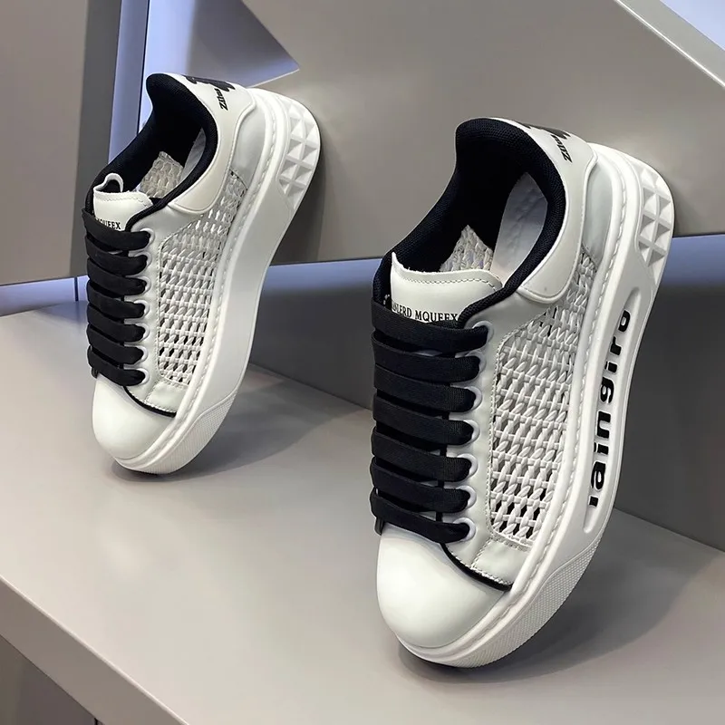 

Летние кроссовки Madam, повседневные мужские дизайнерские легкие подходящие туфли, модная дышащая спортивная обувь с кожаной сеткой