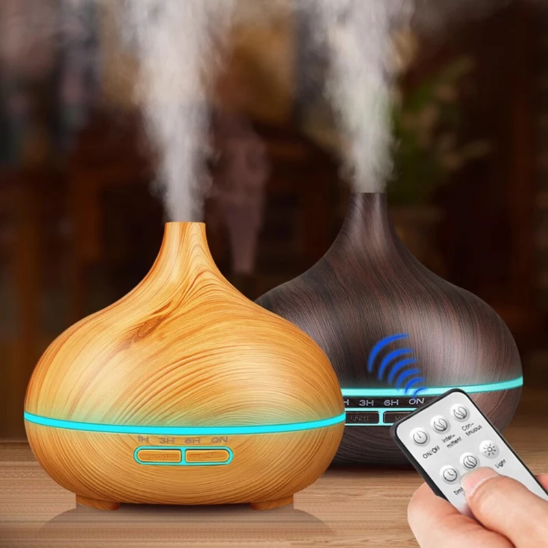 

500ML Air Humidifier Essential Oil Aroma Diffuser Wood Grain Remote Control Aromatherapy Mist Maker Fogger Purify Humidificador